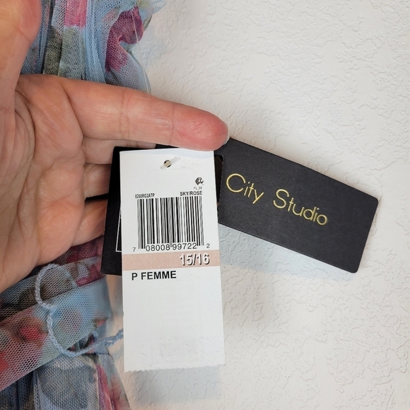 NWT City Studios Juniors Floral Print Bustier Gown in Sky Rose Size 15/16 - Picture 11 of 12